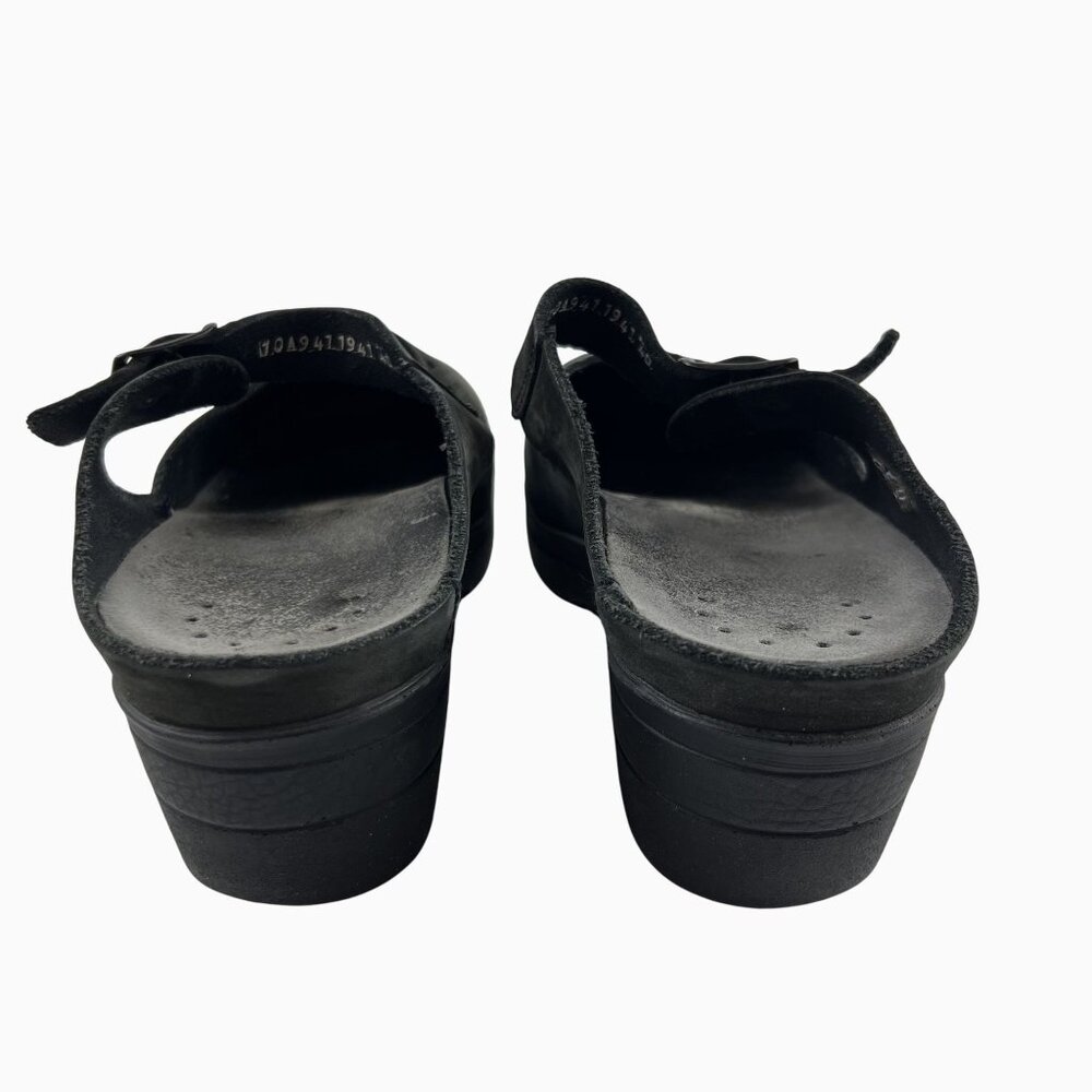 Mephisto Womens 40 Black Suede Mary Jane Clogs Adjust Strap Perforated Pattern - Picture 9 of 12